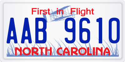 NC license plate AAB9610