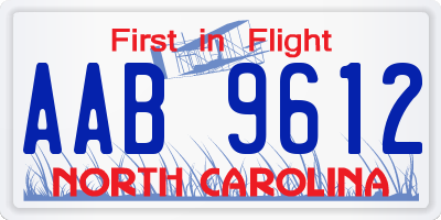 NC license plate AAB9612