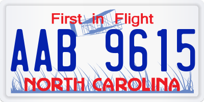 NC license plate AAB9615