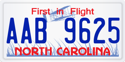 NC license plate AAB9625