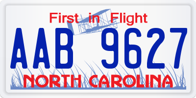 NC license plate AAB9627