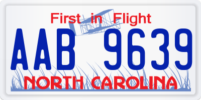 NC license plate AAB9639