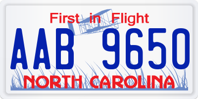 NC license plate AAB9650