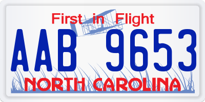 NC license plate AAB9653