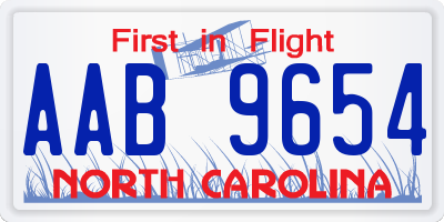 NC license plate AAB9654