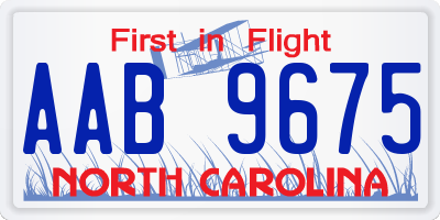NC license plate AAB9675