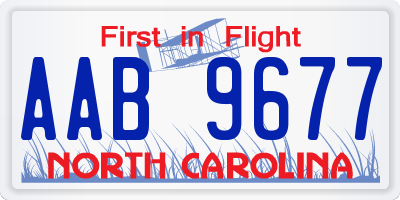 NC license plate AAB9677