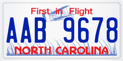 NC license plate AAB9678