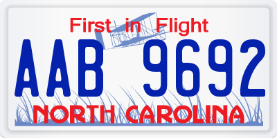 NC license plate AAB9692