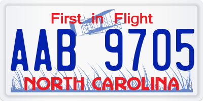NC license plate AAB9705