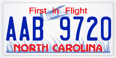 NC license plate AAB9720