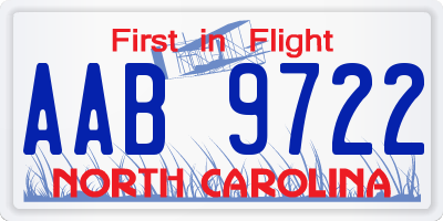 NC license plate AAB9722