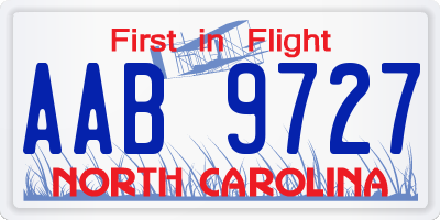 NC license plate AAB9727