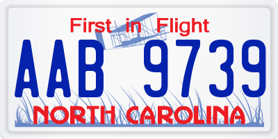 NC license plate AAB9739