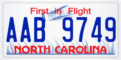 NC license plate AAB9749
