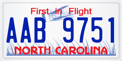 NC license plate AAB9751