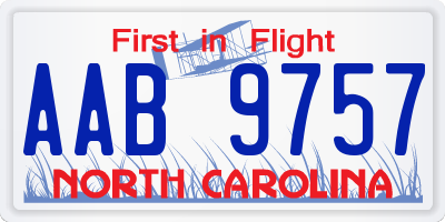 NC license plate AAB9757