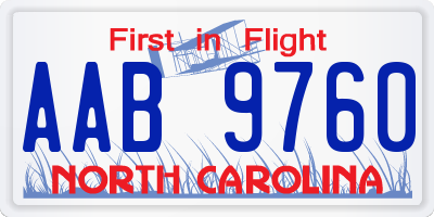 NC license plate AAB9760