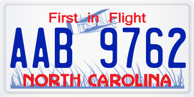 NC license plate AAB9762