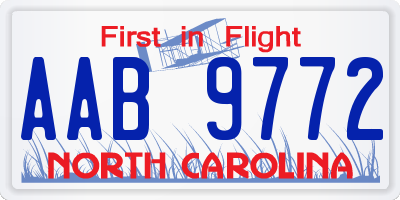 NC license plate AAB9772