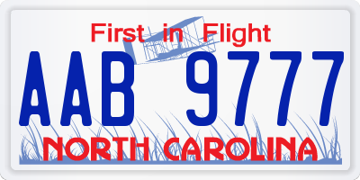 NC license plate AAB9777