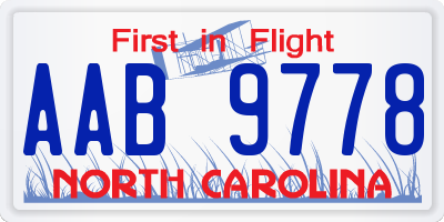NC license plate AAB9778