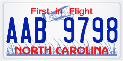 NC license plate AAB9798