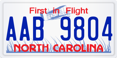 NC license plate AAB9804