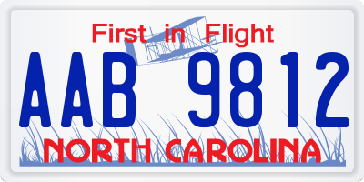 NC license plate AAB9812