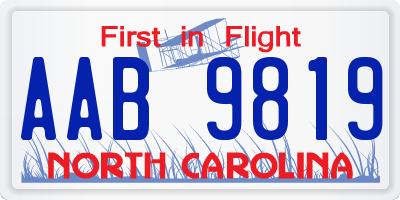 NC license plate AAB9819
