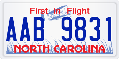 NC license plate AAB9831