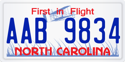 NC license plate AAB9834