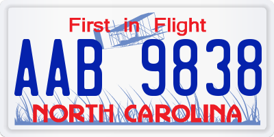 NC license plate AAB9838