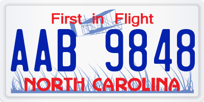NC license plate AAB9848