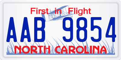 NC license plate AAB9854