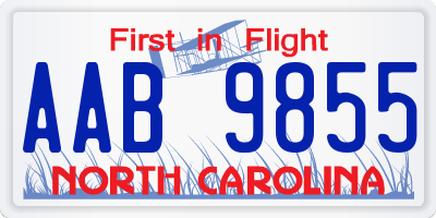 NC license plate AAB9855