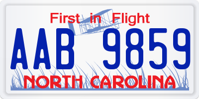 NC license plate AAB9859