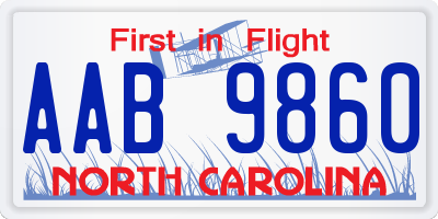 NC license plate AAB9860