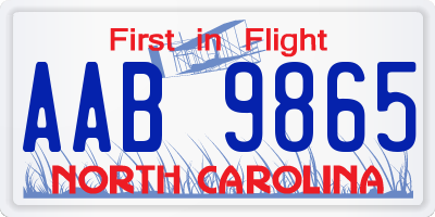 NC license plate AAB9865