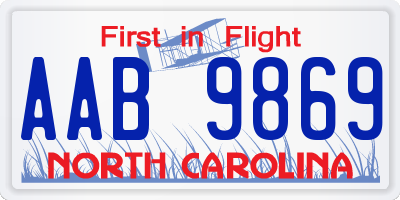 NC license plate AAB9869