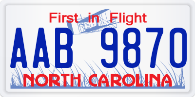 NC license plate AAB9870