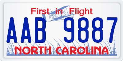 NC license plate AAB9887