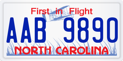 NC license plate AAB9890