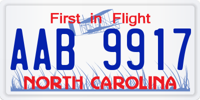 NC license plate AAB9917