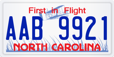 NC license plate AAB9921