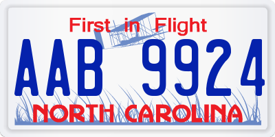 NC license plate AAB9924