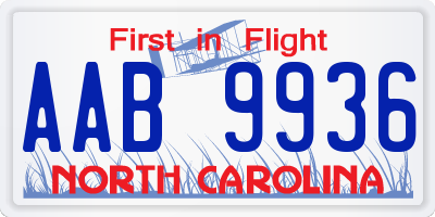 NC license plate AAB9936