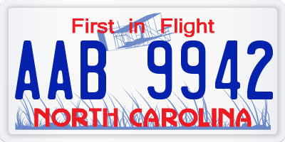 NC license plate AAB9942