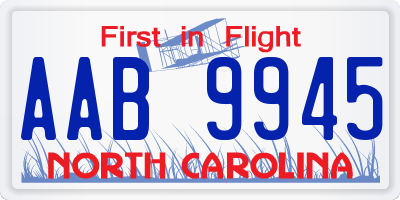 NC license plate AAB9945