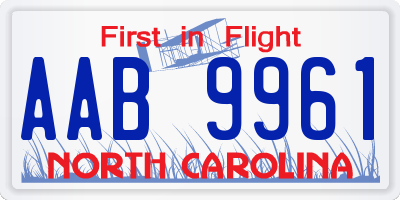 NC license plate AAB9961